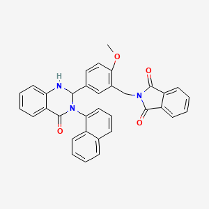 molecular formula C34H25N3O4 B11676826 2-{2-methoxy-5-[3-(naphthalen-1-yl)-4-oxo-1,2,3,4-tetrahydroquinazolin-2-yl]benzyl}-1H-isoindole-1,3(2H)-dione 