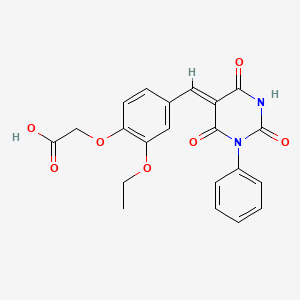 {2-ethoxy-4-[(Z)-(2,4,6-trioxo-1-phenyltetrahydropyrimidin-5(2H)-ylidene)methyl]phenoxy}acetic acid