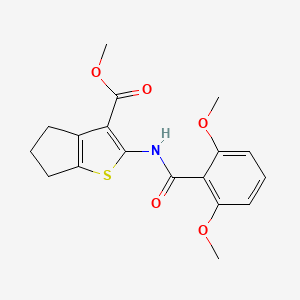 molecular formula C18H19NO5S B11676910 methyl 2-[(2,6-dimethoxybenzoyl)amino]-5,6-dihydro-4H-cyclopenta[b]thiophene-3-carboxylate 