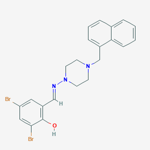 2,4-dibromo-6-((E)-{[4-(1-naphthylmethyl)-1-piperazinyl]imino}methyl)phenol