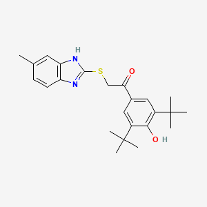 molecular formula C24H30N2O2S B11676933 1-(3,5-di-tert-butyl-4-hydroxyphenyl)-2-[(5-methyl-1H-benzimidazol-2-yl)sulfanyl]ethanone 