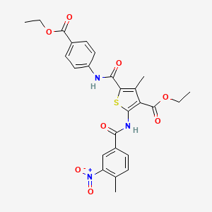 Ethyl 5-{[4-(ethoxycarbonyl)phenyl]carbamoyl}-4-methyl-2-(4-methyl-3-nitrobenzamido)thiophene-3-carboxylate