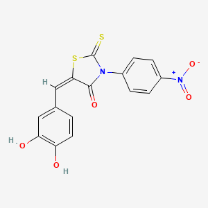 molecular formula C16H10N2O5S2 B11676965 (5E)-5-[(3,4-dihydroxyphenyl)methylidene]-3-(4-nitrophenyl)-2-sulfanylidene-1,3-thiazolidin-4-one 