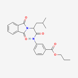 molecular formula C24H26N2O5 B11676969 propyl 3-{[2-(1,3-dioxo-1,3-dihydro-2H-isoindol-2-yl)-4-methylpentanoyl]amino}benzoate 