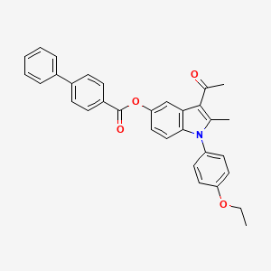 3-acetyl-1-(4-ethoxyphenyl)-2-methyl-1H-indol-5-yl biphenyl-4-carboxylate