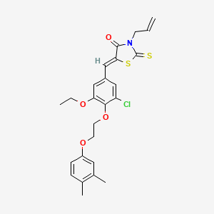 molecular formula C25H26ClNO4S2 B11677019 (5Z)-5-{3-chloro-4-[2-(3,4-dimethylphenoxy)ethoxy]-5-ethoxybenzylidene}-3-(prop-2-en-1-yl)-2-thioxo-1,3-thiazolidin-4-one 