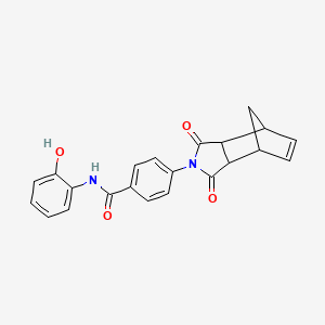 molecular formula C22H18N2O4 B11677058 4-(1,3-dioxo-1,3,3a,4,7,7a-hexahydro-2H-4,7-methanoisoindol-2-yl)-N-(2-hydroxyphenyl)benzamide 