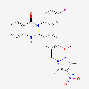 2-{3-[(3,5-dimethyl-4-nitro-1H-pyrazol-1-yl)methyl]-4-methoxyphenyl}-3-(4-fluorophenyl)-2,3-dihydroquinazolin-4(1H)-one