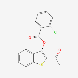 molecular formula C17H11ClO3S B11677113 2-Acetyl-1-benzothiophen-3-yl 2-chlorobenzoate 