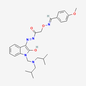 N'-[(3Z)-1-{[bis(2-methylpropyl)amino]methyl}-2-oxo-1,2-dihydro-3H-indol-3-ylidene]-2-({[(E)-(4-methoxyphenyl)methylidene]amino}oxy)acetohydrazide