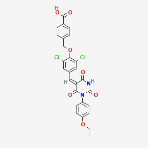 4-[(2,6-dichloro-4-{(E)-[1-(4-ethoxyphenyl)-2,4,6-trioxotetrahydropyrimidin-5(2H)-ylidene]methyl}phenoxy)methyl]benzoic acid