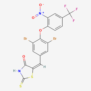 (5E)-5-{3,5-dibromo-4-[2-nitro-4-(trifluoromethyl)phenoxy]benzylidene}-2-thioxo-1,3-thiazolidin-4-one