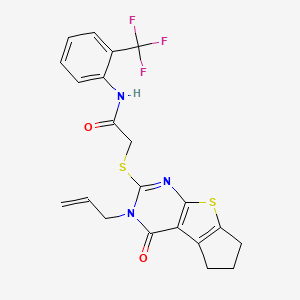 2-[(3-allyl-4-oxo-3,5,6,7-tetrahydro-4H-cyclopenta[4,5]thieno[2,3-d]pyrimidin-2-yl)thio]-N-[2-(trifluoromethyl)phenyl]acetamide