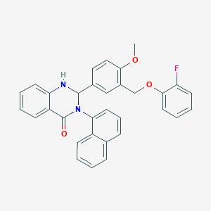 molecular formula C32H25FN2O3 B11677196 2-{3-[(2-fluorophenoxy)methyl]-4-methoxyphenyl}-3-(naphthalen-1-yl)-2,3-dihydroquinazolin-4(1H)-one 