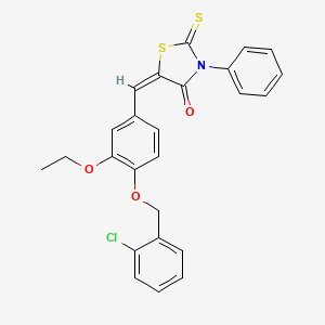 (5E)-5-{4-[(2-chlorobenzyl)oxy]-3-ethoxybenzylidene}-3-phenyl-2-thioxo-1,3-thiazolidin-4-one