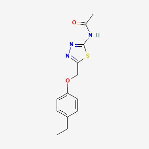 molecular formula C13H15N3O2S B11677241 N-{5-[(4-ethylphenoxy)methyl]-1,3,4-thiadiazol-2-yl}acetamide 