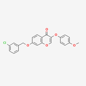 molecular formula C23H17ClO5 B11677259 7-[(3-chlorobenzyl)oxy]-3-(4-methoxyphenoxy)-4H-chromen-4-one 