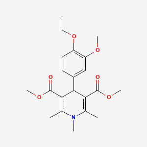 molecular formula C21H27NO6 B11677265 Dimethyl 4-(4-ethoxy-3-methoxyphenyl)-1,2,6-trimethyl-1,4-dihydropyridine-3,5-dicarboxylate 