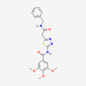 molecular formula C21H22N4O5S B11677278 N-{5-[2-(benzylamino)-2-oxoethyl]-1,3,4-thiadiazol-2-yl}-3,4,5-trimethoxybenzamide 