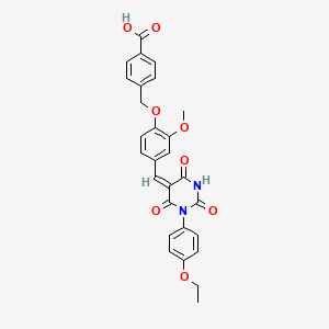 4-[(4-{(E)-[1-(4-ethoxyphenyl)-2,4,6-trioxotetrahydropyrimidin-5(2H)-ylidene]methyl}-2-methoxyphenoxy)methyl]benzoic acid