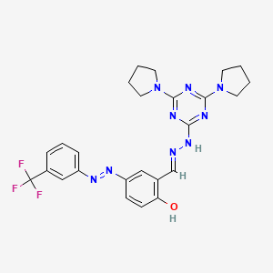 2-[(E)-{2-[4,6-di(pyrrolidin-1-yl)-1,3,5-triazin-2-yl]hydrazinylidene}methyl]-4-{(E)-[3-(trifluoromethyl)phenyl]diazenyl}phenol