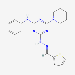 N-phenyl-4-(piperidin-1-yl)-6-[(2E)-2-(thiophen-2-ylmethylidene)hydrazinyl]-1,3,5-triazin-2-amine