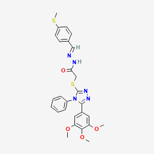 N'-{(E)-[4-(methylsulfanyl)phenyl]methylidene}-2-{[4-phenyl-5-(3,4,5-trimethoxyphenyl)-4H-1,2,4-triazol-3-yl]sulfanyl}acetohydrazide