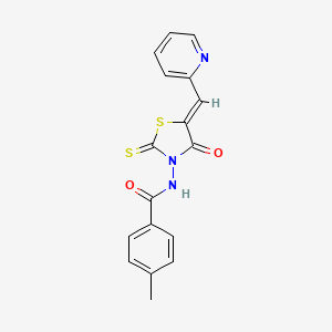 4-methyl-N-[(5Z)-4-oxo-5-(pyridin-2-ylmethylidene)-2-thioxo-1,3-thiazolidin-3-yl]benzamide