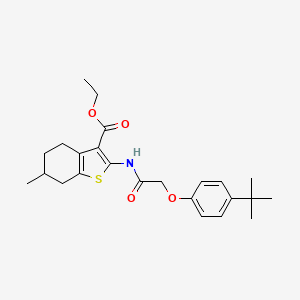 molecular formula C24H31NO4S B11677364 Ethyl 2-{[(4-tert-butylphenoxy)acetyl]amino}-6-methyl-4,5,6,7-tetrahydro-1-benzothiophene-3-carboxylate 