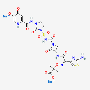 disodium;2-[(Z)-[1-(2-amino-1,3-thiazol-4-yl)-2-[[1-[[3-[(5-oxido-4-oxo-1H-pyridine-2-carbonyl)amino]-2-oxoimidazolidin-1-yl]sulfonylcarbamoyl]-2-oxoazetidin-3-yl]amino]-2-oxoethylidene]amino]oxy-2-methylpropanoate