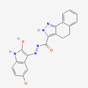 molecular formula C20H14BrN5O2 B11677391 N'-[(3Z)-5-Bromo-2-oxo-1,2-dihydro-3H-indol-3-ylidene]-4,5-dihydro-1H-benzo[G]indazole-3-carbohydrazide 