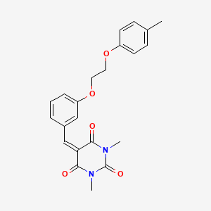 molecular formula C22H22N2O5 B11677392 1,3-Dimethyl-5-({3-[2-(4-methylphenoxy)ethoxy]phenyl}methylidene)-1,3-diazinane-2,4,6-trione 