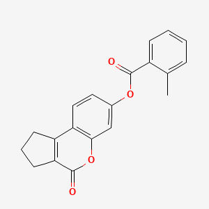 molecular formula C20H16O4 B11677399 (4-oxo-2,3-dihydro-1H-cyclopenta[c]chromen-7-yl) 2-methylbenzoate 