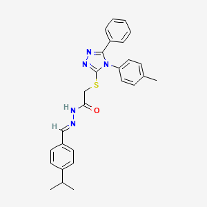 2-{[4-(4-methylphenyl)-5-phenyl-4H-1,2,4-triazol-3-yl]sulfanyl}-N'-{(E)-[4-(propan-2-yl)phenyl]methylidene}acetohydrazide