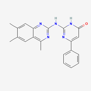 molecular formula C21H19N5O B11677429 6-Phenyl-2-[(4,6,7-trimethylquinazolin-2-yl)amino]pyrimidin-4-ol 