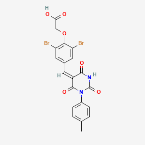 (2,6-dibromo-4-{(E)-[1-(4-methylphenyl)-2,4,6-trioxotetrahydropyrimidin-5(2H)-ylidene]methyl}phenoxy)acetic acid