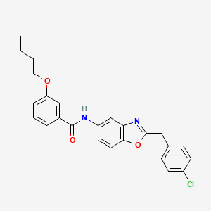 molecular formula C25H23ClN2O3 B11677445 3-butoxy-N-[2-(4-chlorobenzyl)-1,3-benzoxazol-5-yl]benzamide 