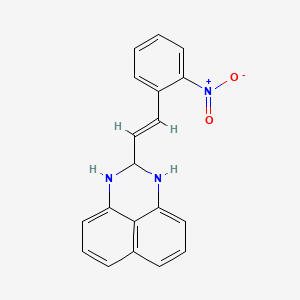 molecular formula C19H15N3O2 B11677478 2-(2-(2-Nitrophenyl)vinyl)-2,3-dihydro-1H-perimidine 