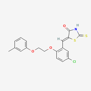 molecular formula C19H16ClNO3S2 B11677489 (5Z)-5-{5-chloro-2-[2-(3-methylphenoxy)ethoxy]benzylidene}-2-thioxo-1,3-thiazolidin-4-one 