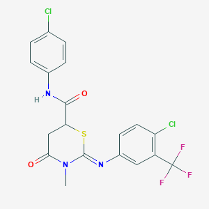 (2Z)-N-(4-chlorophenyl)-2-{[4-chloro-3-(trifluoromethyl)phenyl]imino}-3-methyl-4-oxo-1,3-thiazinane-6-carboxamide