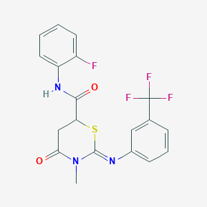 (2Z)-N-(2-fluorophenyl)-3-methyl-4-oxo-2-{[3-(trifluoromethyl)phenyl]imino}-1,3-thiazinane-6-carboxamide