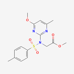 molecular formula C16H19N3O5S B11677516 [(4-Methoxy-6-methyl-pyrimidin-2-yl)-(toluene-4-sulfonyl)-amino]-acetic acid methyl ester 