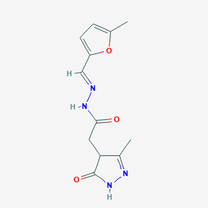 2-(3-hydroxy-5-methyl-4H-pyrazol-4-yl)-N'-[(E)-(5-methylfuran-2-yl)methylidene]acetohydrazide