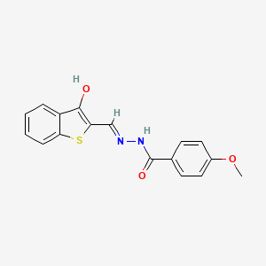 molecular formula C17H14N2O3S B11677539 N'-[(E)-(3-hydroxy-1-benzothiophen-2-yl)methylidene]-4-methoxybenzohydrazide 