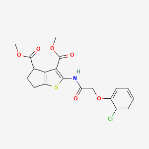 molecular formula C19H18ClNO6S B11677549 dimethyl 2-{[(2-chlorophenoxy)acetyl]amino}-5,6-dihydro-4H-cyclopenta[b]thiophene-3,4-dicarboxylate 