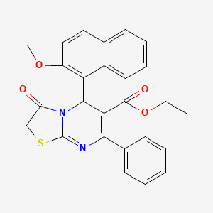 molecular formula C26H22N2O4S B11677563 ethyl 5-(2-methoxynaphthalen-1-yl)-3-oxo-7-phenyl-2,3-dihydro-5H-[1,3]thiazolo[3,2-a]pyrimidine-6-carboxylate 