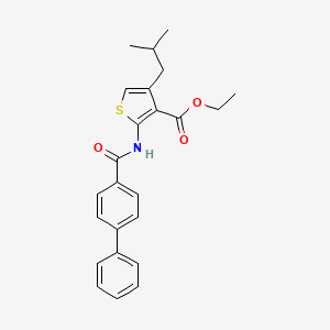 molecular formula C24H25NO3S B11677565 Ethyl 2-[(biphenyl-4-ylcarbonyl)amino]-4-(2-methylpropyl)thiophene-3-carboxylate 