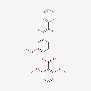 molecular formula C24H22O5 B11677577 2-methoxy-4-[(E)-2-phenylethenyl]phenyl 2,6-dimethoxybenzoate 