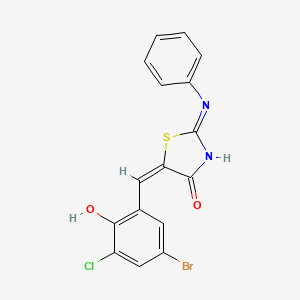 (5E)-2-anilino-5-[(5-bromo-3-chloro-2-hydroxyphenyl)methylidene]-1,3-thiazol-4-one