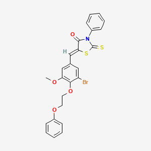 molecular formula C25H20BrNO4S2 B11677587 (5Z)-5-[3-bromo-5-methoxy-4-(2-phenoxyethoxy)benzylidene]-3-phenyl-2-thioxo-1,3-thiazolidin-4-one 